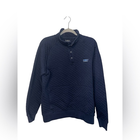 L.L. Bean Other - L.L. Bean Quilted Snap Pullover Sweatshirt Navy Blue Size Large